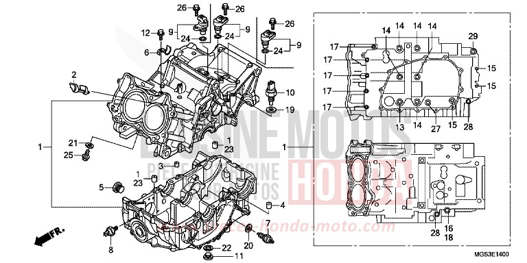 KURBELGEHAEUSE von NC700X DCT PEARL SUNBEAM WHITE (NHA66) von 2013